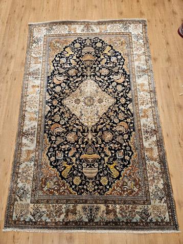 Vintage handgeknoopt perzisch tapijt ghom zijde 215x134 beschikbaar voor biedingen