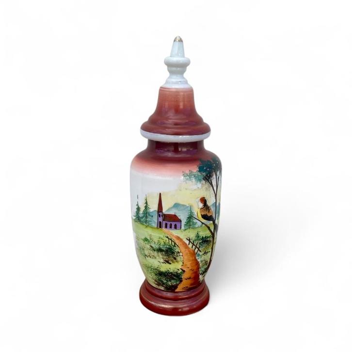 Opaline Deksel Vaas, Antiek en Kunst, Antiek | Vazen, Ophalen of Verzenden