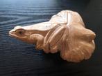 Met hand gemaakt houten kikker uit parasiethout., Antiek en Kunst, Ophalen of Verzenden
