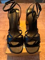 Sandalen met hak zwart als nieuw mt38, Mango, Zwart, Zo goed als nieuw, Sandalen of Muiltjes