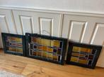 3 glas in lood panelen, Doe-het-zelf en Verbouw, Glas en Ramen, Ophalen, Gebruikt, Minder dan 80 cm, Overige typen