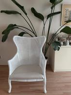 Witte grote Bali rotan lounge stoel, Huis en Inrichting, Minder dan 75 cm, Zo goed als nieuw, Riet of Rotan, 50 tot 75 cm