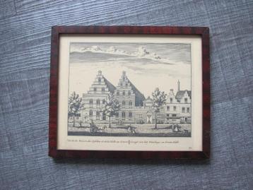 Leiden - gravure Gesigt van het Weeshuys en Grein Hall beschikbaar voor biedingen