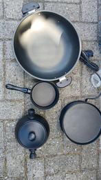 Nieuwe pannenset op verwarmer - nooit gebruikt!, Pannenset, Ophalen of Verzenden, Keramische plaat, Nieuw