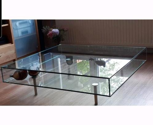 Prachtige glazen tafel, Huis en Inrichting, Tafels | Salontafels, Gebruikt, Minder dan 50 cm, 50 tot 100 cm, 50 tot 100 cm, Vierkant