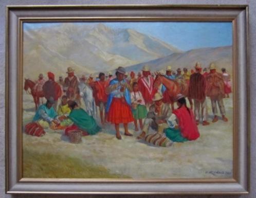 == inca's in de bergen ===GESIGNEERD==, Antiek en Kunst, Kunst | Schilderijen | Klassiek, Ophalen of Verzenden