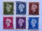 6 postzegels Nederland, Nr. 477 t/m 489, 1947, Wilhelmina, Postzegels en Munten, Postzegels | Nederland, Na 1940, Verzenden, Gestempeld