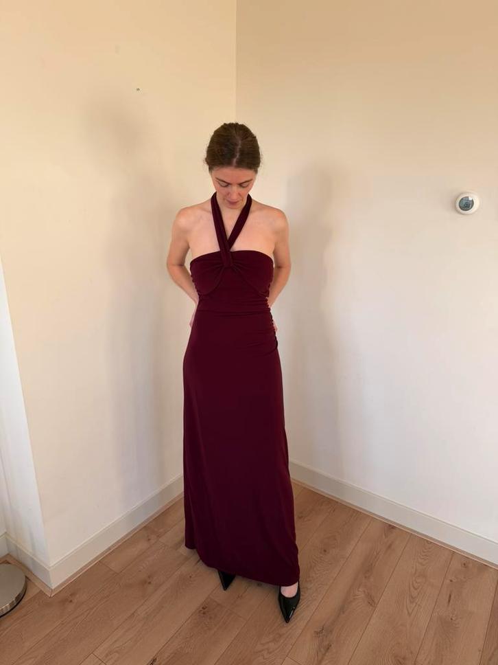Galajurk lang bordeauxrood, Kleding | Dames, Gelegenheidskleding, Nieuw, Galajurk, Maat 36 (S), Rood, Ophalen of Verzenden