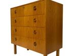 Vintage Ladekast Kastje Jaren 60 Teak Fineer Commode Design, Huis en Inrichting, Kasten | Ladekasten, Gebruikt, Vintage, 50 tot 100 cm