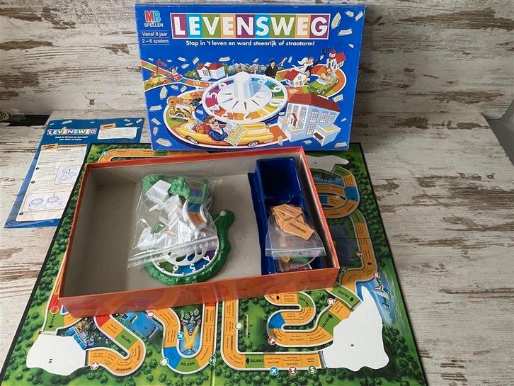 Levensweg blauwe doos [s413], Hobby en Vrije tijd, Gezelschapsspellen | Bordspellen, Zo goed als nieuw, Ophalen of Verzenden
