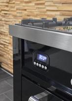 Luxe Fornuis Boretti 90cm hoogglans zwart + rvs 300 oven, Witgoed en Apparatuur, Fornuizen, 60 cm of meer, Ophalen of Verzenden