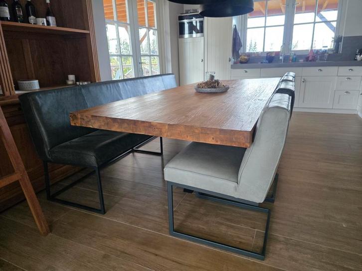 Volledige teakhouten set, luxe eethoek, stoelen en kast., Huis en Inrichting, Tafels | Eettafels, Zo goed als nieuw, 50 tot 100 cm