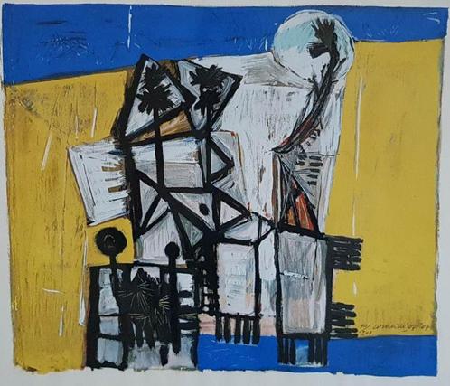 Corneille G Beverloo(1922) Lithografie"Faubourg" Ges Gen Ged, Antiek en Kunst, Kunst | Litho's en Zeefdrukken, Ophalen of Verzenden
