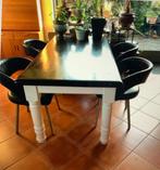 4 mooie leren eetkamerstoelen, Ophalen, Gebruikt, Zwart, Leer