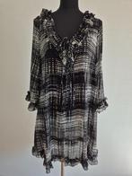 J408 - Zwart-witte Yoek jurk maat M = XXL (1), Kleding | Dames, Jurken, Zwart, Maat 46/48 (XL) of groter, Ophalen of Verzenden