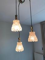 Vintage  hanglamp ijsglazen kappen, Huis en Inrichting, Lampen | Hanglampen, Vintage jaren 60, Ophalen of Verzenden, Metaal, 50 tot 75 cm