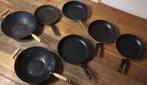 koekenpannen 5x en wok 2x, Ophalen of Verzenden, Gebruikt, Gietijzer, Koekenpan of Braadpan