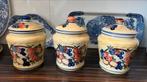 3 vintage handbeschilderde voorraad deksel pottenErg leuk!!!, Ophalen of Verzenden
