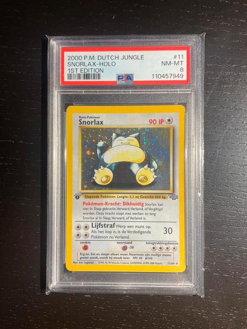 Pokemon Snorlax jungle 1st edition PSA, Hobby en Vrije tijd, Verzamelkaartspellen | Pokémon, Zo goed als nieuw, Ophalen of Verzenden