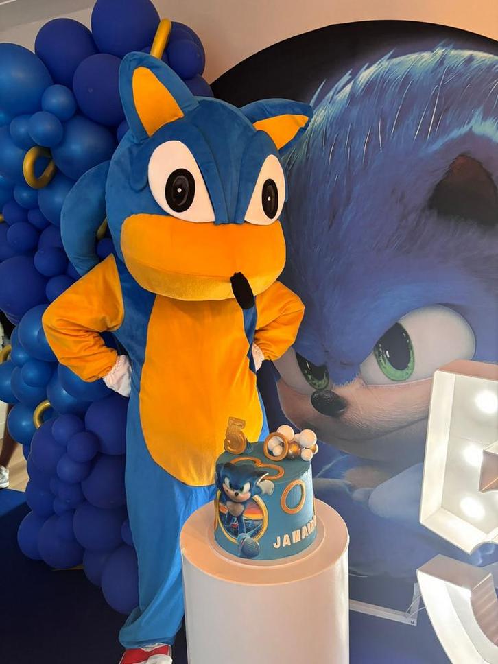 Sonic mascotte incl. Acteur op jouw verjaardagsfeestje !, Hobby en Vrije tijd, Feestartikelen | Verhuur, Zo goed als nieuw, Verjaardag