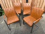Eetkamerstoelen met armleuning kunstleer cognac, Huis en Inrichting, Stoelen, Ophalen, Kunststof, Gebruikt, Bruin