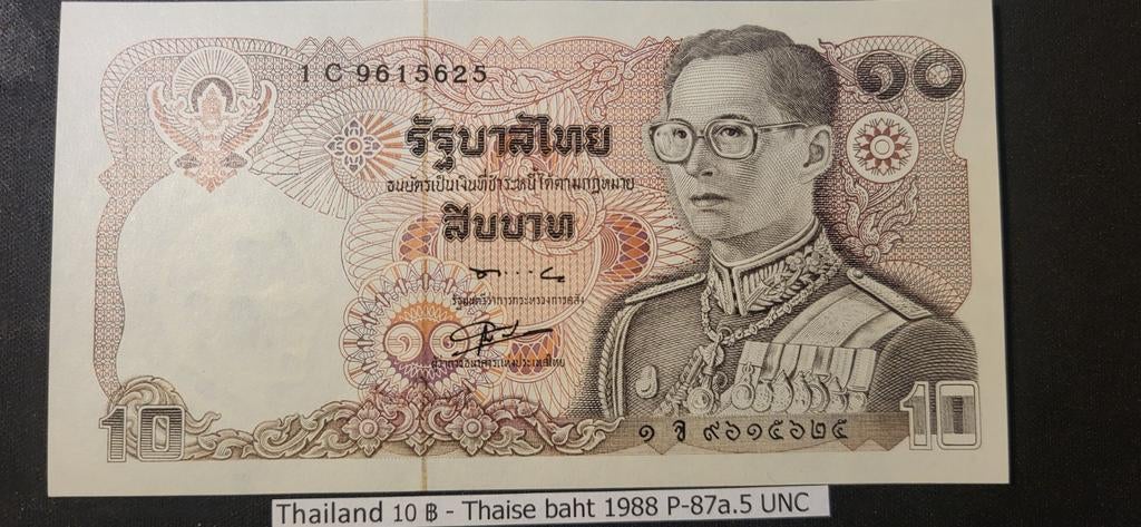 Thailand Baht 10 - 1988 P87a.5 UNC, Postzegels en Munten, Bankbiljetten | Azië, Ophalen of Verzenden, Zuidoost-Azië, Los biljet