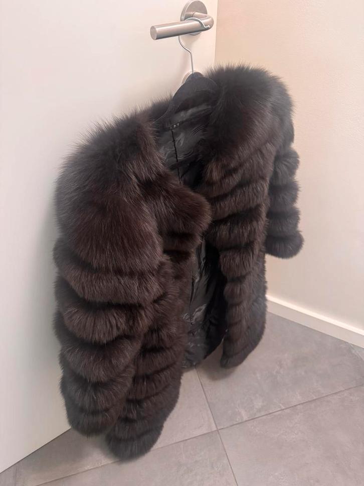 Koffiebruine bontjas S/M, Kleding | Dames, Jassen | Winter, Zo goed als nieuw, Maat 36 (S), Bruin, Ophalen of Verzenden