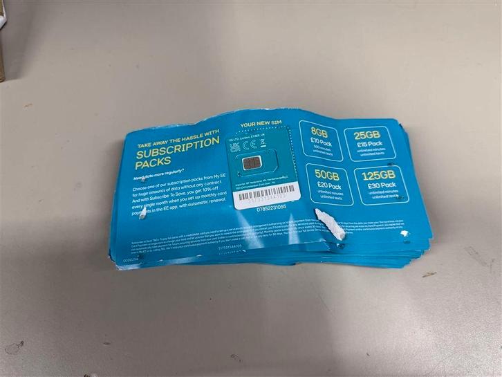 50 Stuks EE Sim kaarten UK Active pay as you go, Telecommunicatie, Prepaidkaarten en Simkaarten, Nieuw, KPN, Ophalen of Verzenden