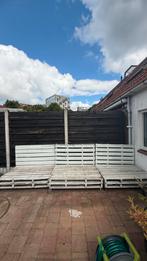 Palletbanken met wieltjes / Pallet tuin set, Ophalen, Gebruikt, Hout