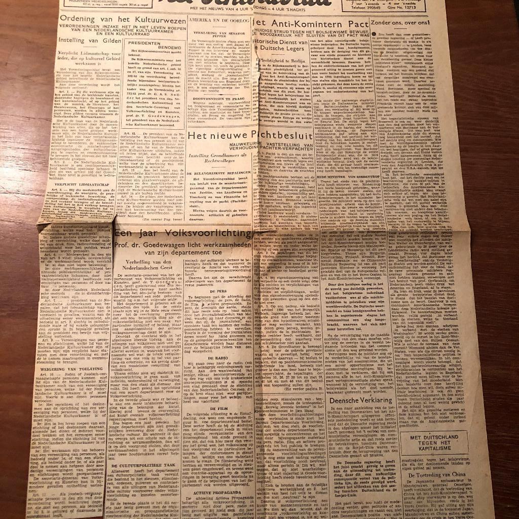 2 oorlogskranten. a.26-11-1941 Het Ochtendblad p. 1-2, Verzenden, Overige onderwerpen, Tweede Wereldoorlog, Gelezen