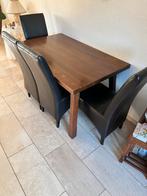 Eikenhouten tafel + 6 stoelen, Ophalen, Gebruikt, Eikenhout, 50 tot 100 cm