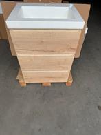 Nieuw! Badmeubel 60cm eik natuur met 3 lades en wastafel, Huis en Inrichting, Ophalen, Nieuw
