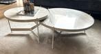 Salontafel By Boo rond tweedelig marmer beige, Ophalen, 50 tot 100 cm, Rond, 50 tot 100 cm