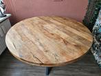 Mango houte ronde tafel doorsnee 140 cm, Huis en Inrichting, Tafels | Eettafels, 200 cm of meer, 200 cm of meer, Rond, Gebruikt