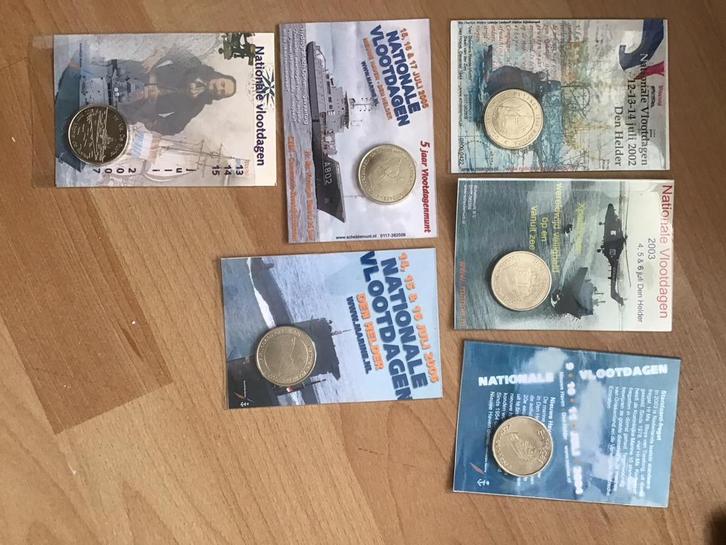 Vlootdagen Munten Set 5 euro munten., Postzegels en Munten, Munten | Nederland, Losse munt, Euro's, Koningin Beatrix, Ophalen of Verzenden