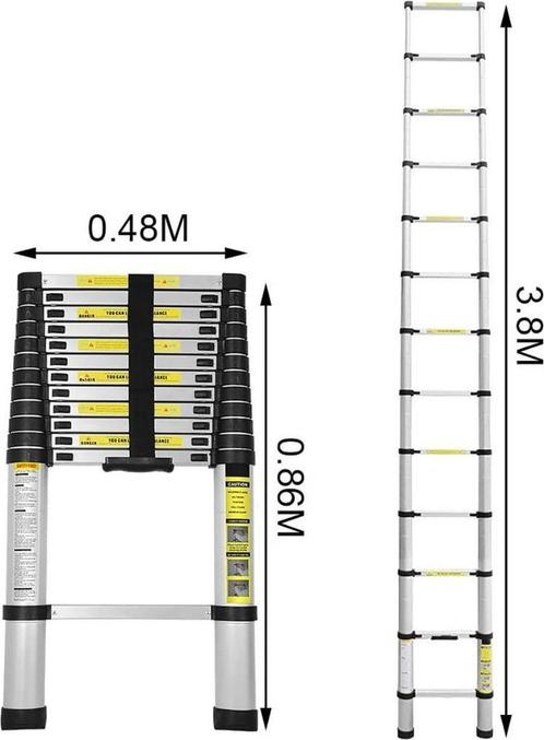 Telescoopladder | 3.8 meter | NIEUW uit voorraad leverbaar!, Doe-het-zelf en Verbouw, Ladders en Trappen, Nieuw, Ladder, 2 tot 4 meter