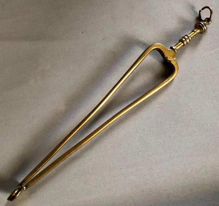 Antieke 19e Eeuwse Messing Kooltjestang voor bij de Stoof, Antiek en Kunst, Antiek | Gereedschap en Instrumenten, Ophalen of Verzenden