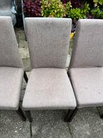 Set van 4 Grijze Stoffen Eetkamerstoelen, Ophalen, Gebruikt, Vier, Grijs