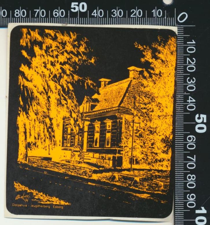 Sticker: Dorpshuis Jeugdherberg Esborg, Verzamelen, Stickers, Zo goed als nieuw, Bedrijf of Vereniging, Verzenden