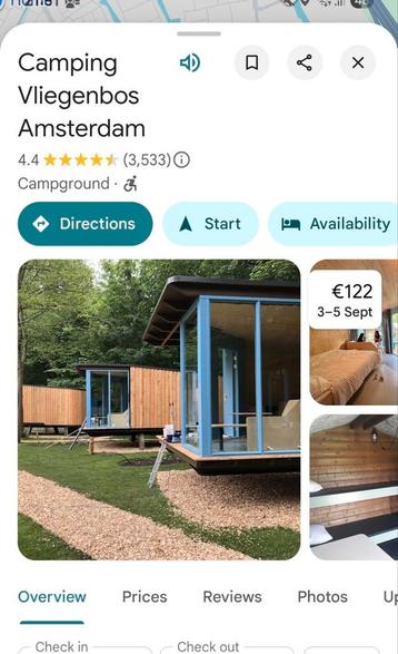 Camping Vliegenbos Amsterdam Noord (waardebon 187 Euro) beschikbaar voor biedingen