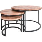 Salontafel set van 3 - Lukas - Manghout&Metaal/Staal, Huis en Inrichting, Tafels | Salontafels, 50 tot 100 cm, Rond, Nieuw, Metaal