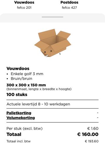 Kartonnen dozen enkelwandig bruin 30x30x15cm en 54x16x13cm beschikbaar voor biedingen