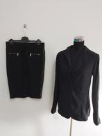 Set2 - Zwart-groene Jane Lushka set rok met colbert maat M, Ophalen of Verzenden, Zo goed als nieuw, Zwart, Onder de knie