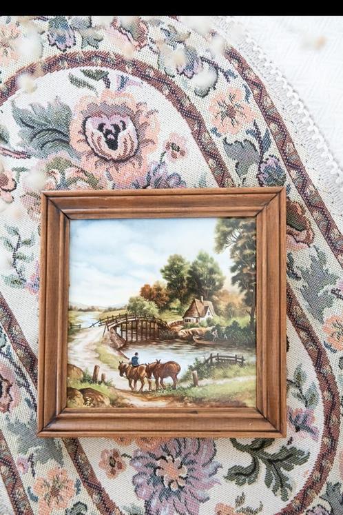 J. C. van Hunnik nostalgische tegel schilderij paarden, Antiek en Kunst, Antiek | Wandborden en Tegels, Ophalen of Verzenden