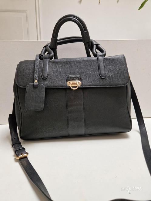 Zwart leren tas ( werk ) Berba., Sieraden, Tassen en Uiterlijk, Tassen | Damestassen, Zo goed als nieuw, Schoudertasje, Zwart