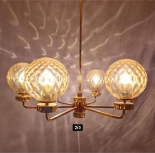 mid-century luster Hollywood Esperia A. Brotto, Huis en Inrichting, Lampen | Kroonluchters, Zo goed als nieuw, Glas, Metaal, Ophalen