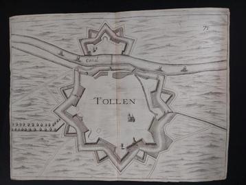 2 / De Stad Tholen - Tollen Gravure uit 17e eeuw beschikbaar voor biedingen
