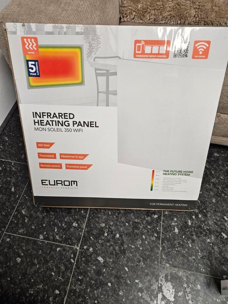 Nieuw Infrarood Paneel met houder- Slechts 1 keer gebruikt!, Doe-het-zelf en Verbouw, Verwarming en Radiatoren, Zo goed als nieuw