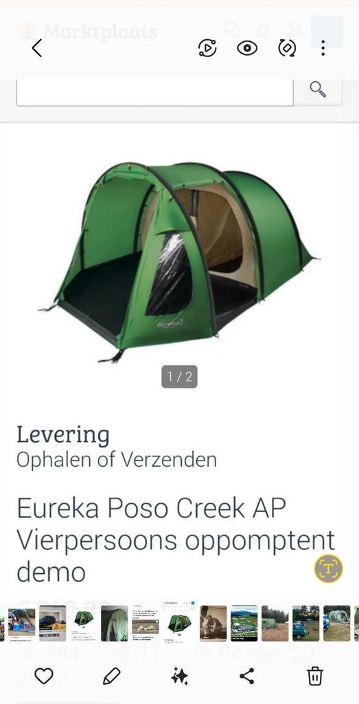 Oppomptent Eureka Poso Creek, Caravans en Kamperen, Tenten, tot en met 3, Gebruikt, Ophalen of Verzenden