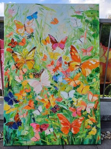 Vlinders schilderij groot formaat beschikbaar voor biedingen